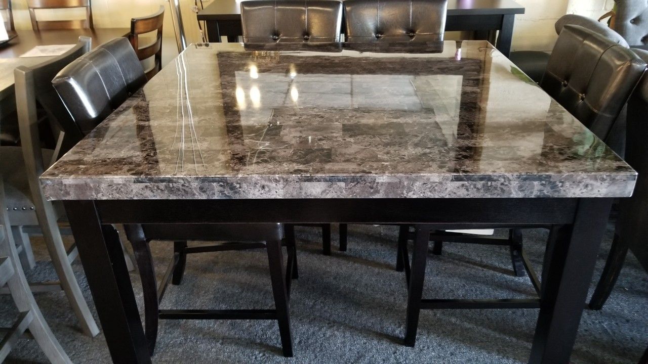 Brand New Brown Faux Marble Counter High Dining Table (54