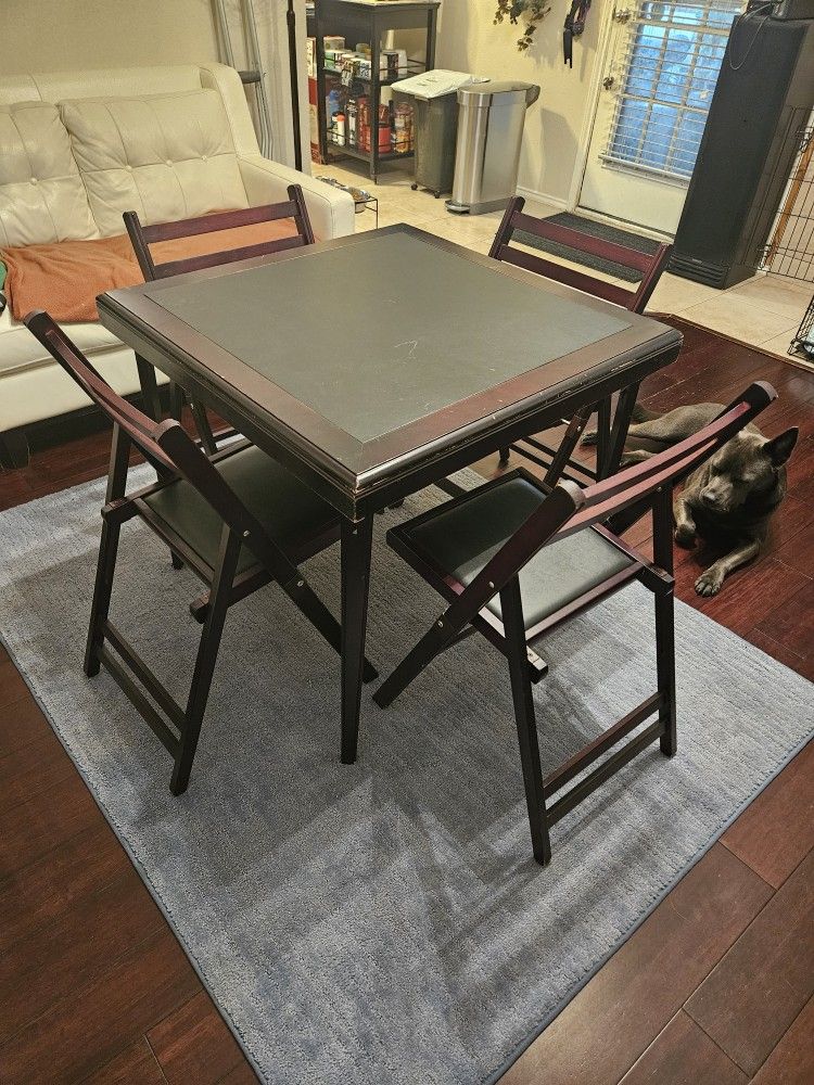 Wood Folding Card Table and Chairs
