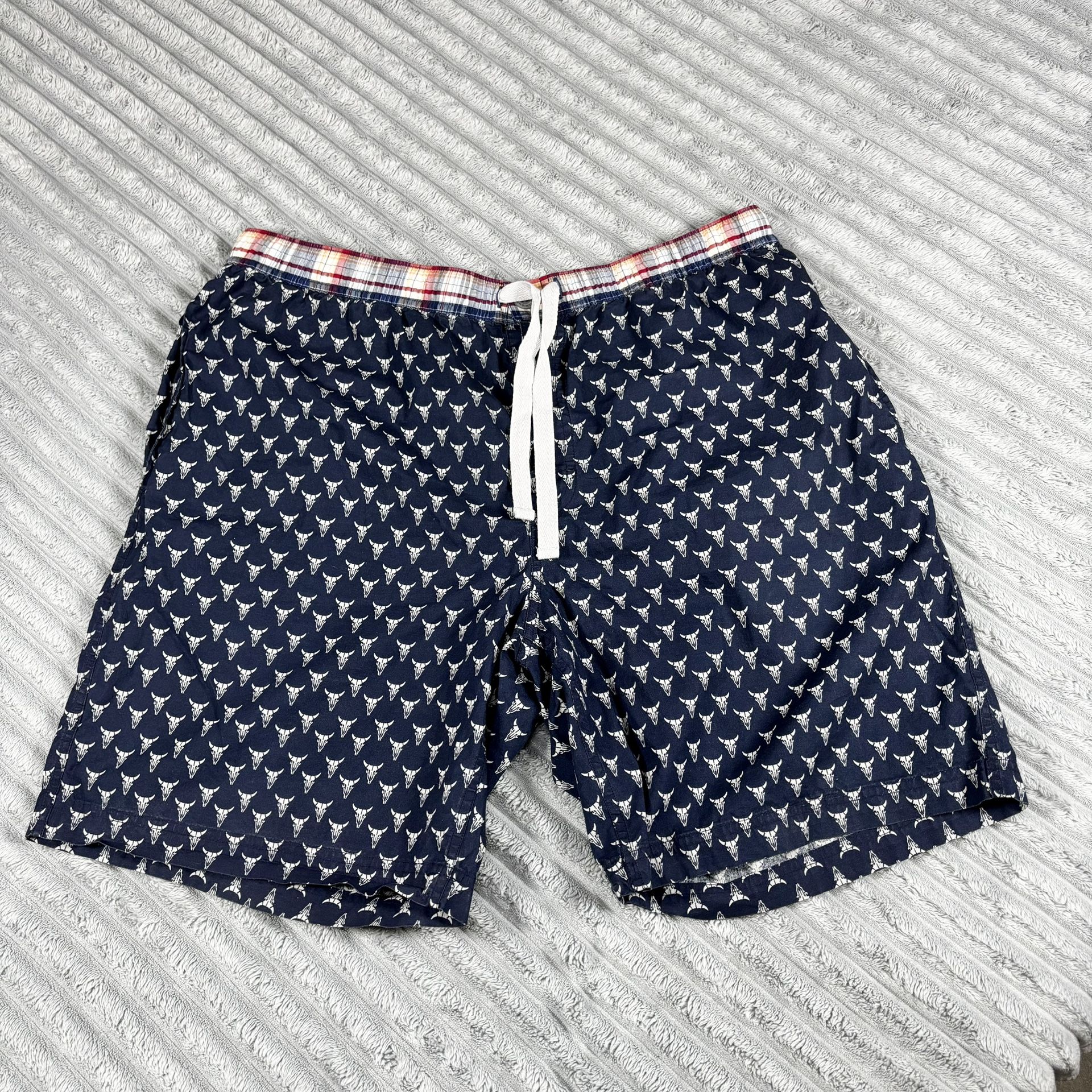 CREMIEUX sleepwear 100% Cotton mens XL Blue cow skull lounge shorts NWOT