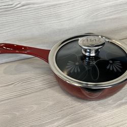 Princess House Mi Cocina 6” Red Cast Iron Skillet With Lid Used