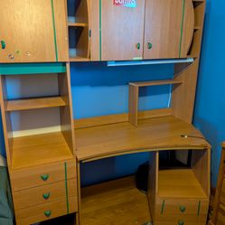 Desk with hutch and tall cabinet