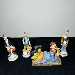 Vintage Ardco Clown Porcelain Figurines Set of 4‼️