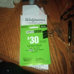 $30 Simple Mobile Card