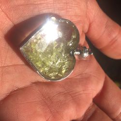 Peridot Gemstone Heart Locket Pendant Gemstone Birthstone 