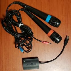 Singstar PlayStation PS2 & PS3 Microphone Set Of 2 With USB Dongle