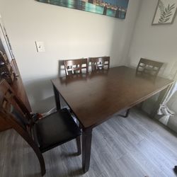 Wood Dining Table And Chairs With Bench