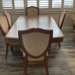 All Wooden dining Room Table With Six Chairs 