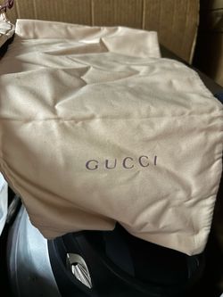 Set of 2 Authentic Classic Tan Gucci Drawstring Shoe Dust Bags - Vintage Brown Script Logo