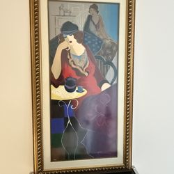 Framed And Tarkay, Itzchak “tired At Tea 1998 ” 28 X 53 