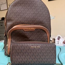 Michael Kors Large Backpack And Matching Wallet 