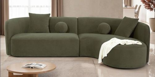 Brand New Olive Green Sectional Sofa w Pillows
