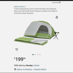 4 Piece Ozark Trail Weekender Backpacking Camp Combo Tent