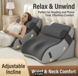 New Ergonomic 2 in 1 pillow with bed wedge - adjustable memory foam backrest