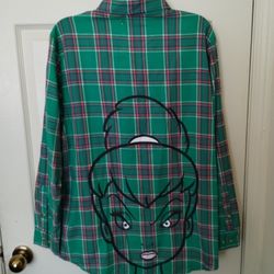 NWT Women's Disney Sorcerer Tinkerbell Plaid L/S Flannel By Cakeworthy Medium .

