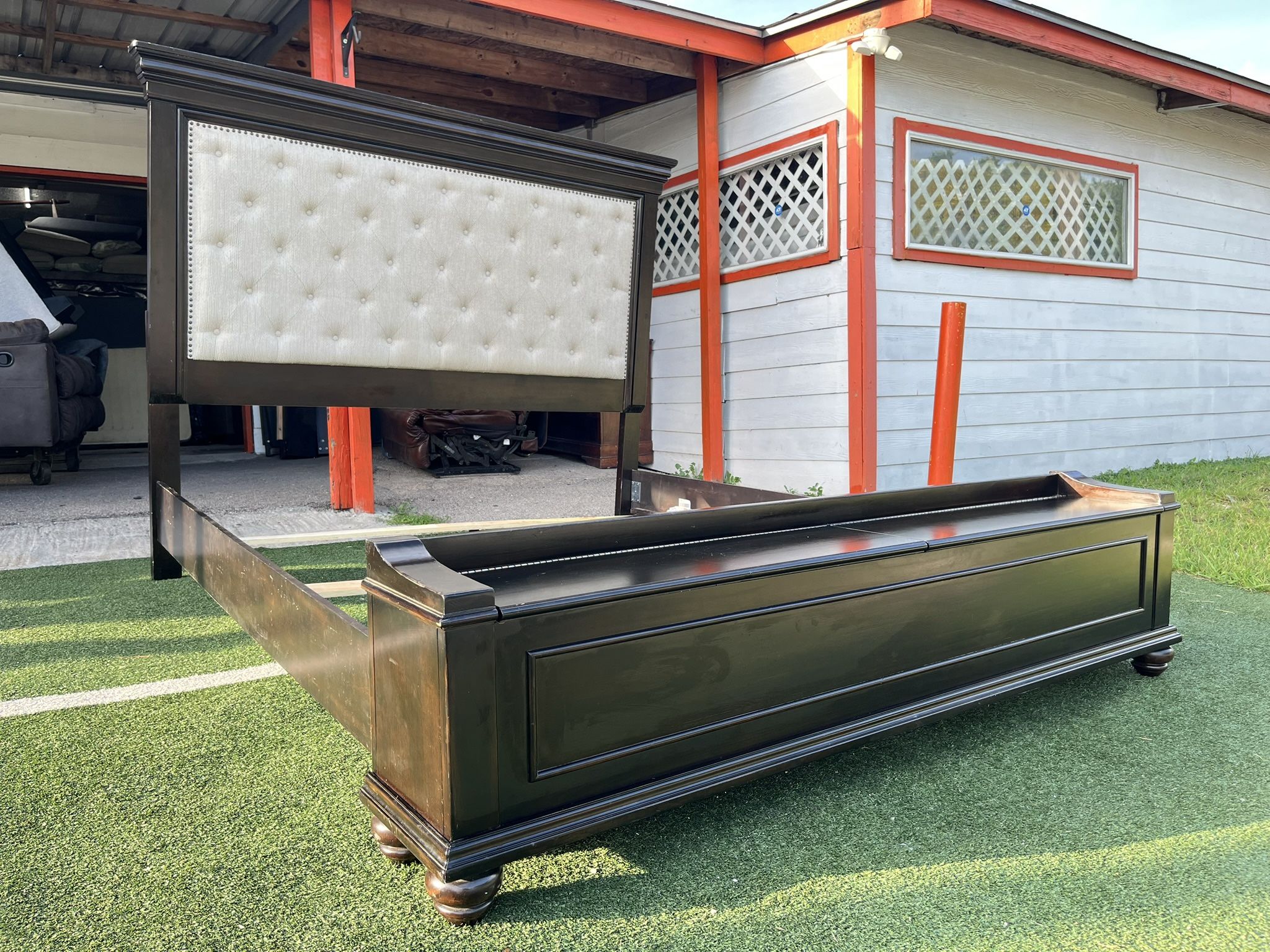 King bed frame with bench storage