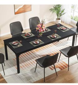 Tribesigns Black Dining Table for 6-8 Person, 78 inch Large Long Rectangle