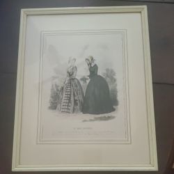 Godey's Parisian Women's Magazine Fashion Print Framed, Antique/Vintage 