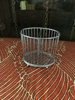 Chrome Wire Utensil Holder Caddy - Oval Countertop Cutlery & Pen Organizer