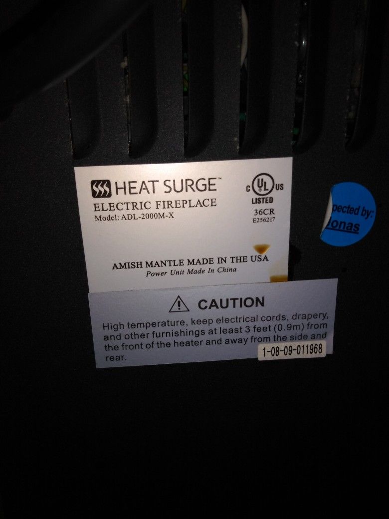 Amish Made Heat Surge Electric Fireplace (model ADL2000MX) for Sale