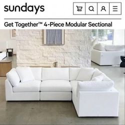 NEW IN-BOX + Free Delivery SUNDAYS™ Get Together™ 4-Piece Modular Sofa Sectional in Performance Fabric (Retail $5,390+tax)