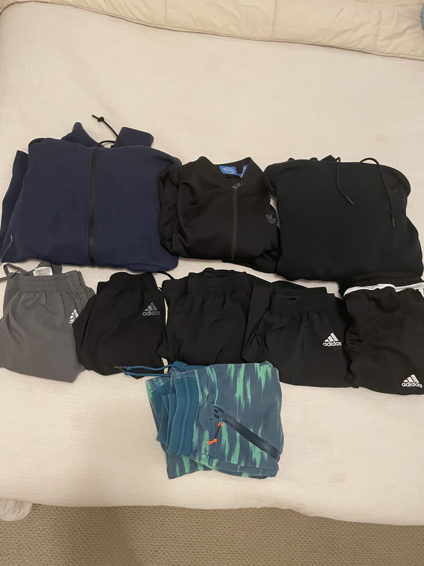 Adidas Mens Small 9 Piece Bundle Hoodies Jacket Pants Shorts