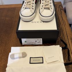 Authentic Womens Gucci Tennis 1977 Mini GG High Top White Canvas Sz 38