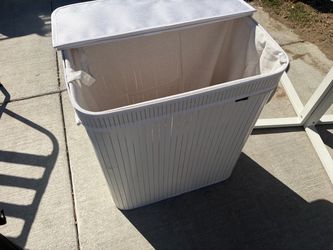 White Bamboo Laundry Hamper with Liner