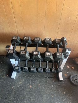 Dumbbell weights with rack