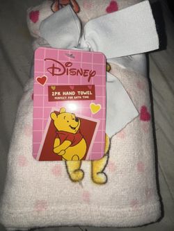 Disney Valentines Winnie The Pooh 2 Pk Hand Towels 100% Cotton
