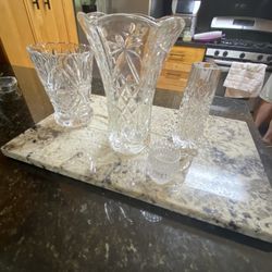 Assortment If Vintage 24k Lead Cut Crystal Vases