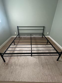 King Zinus Metal Platform Bed Frame with Headboard & Footboard - $40