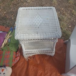 White Wicker Table