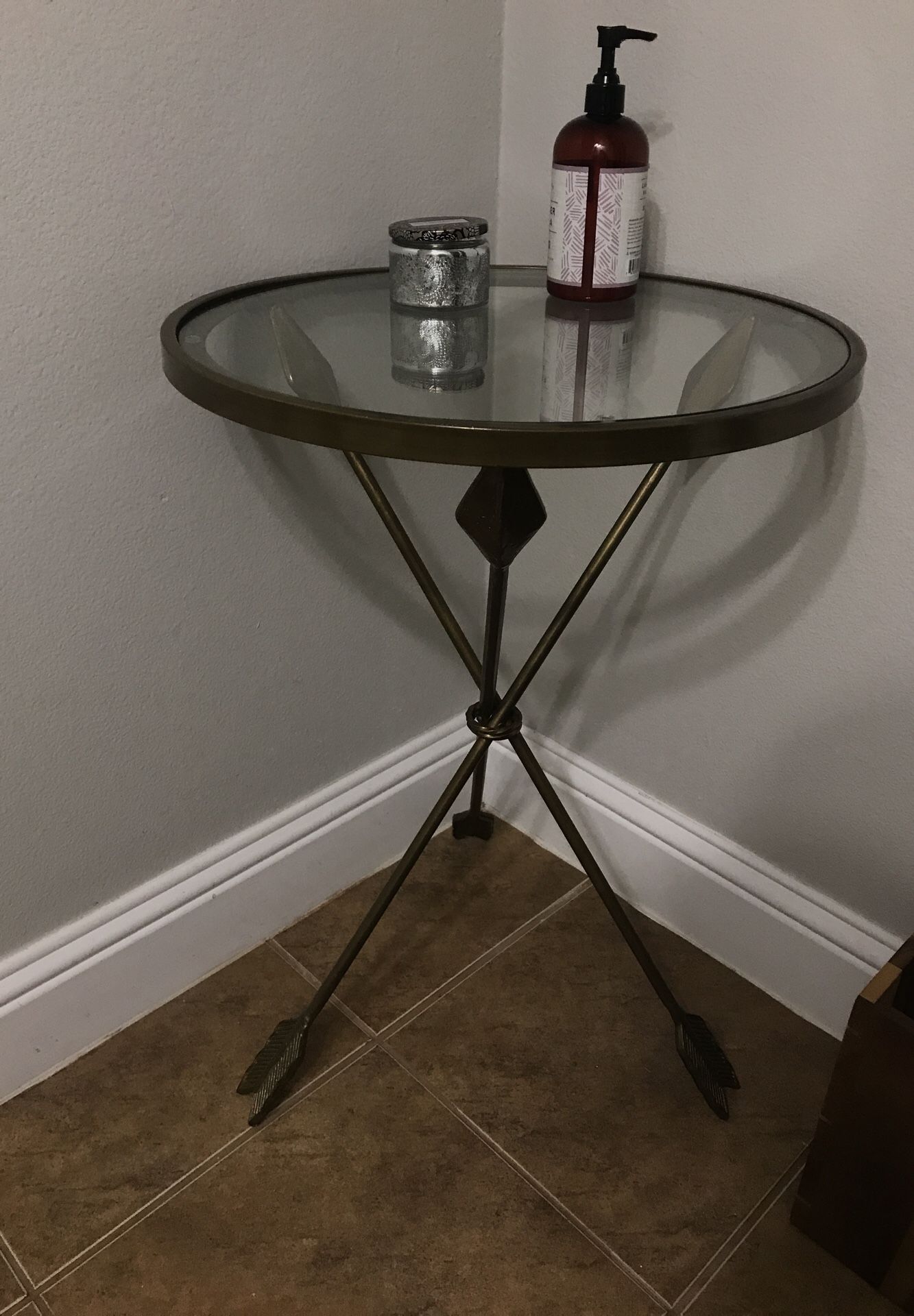 Brass bow and arrow gold accent table side table from world market