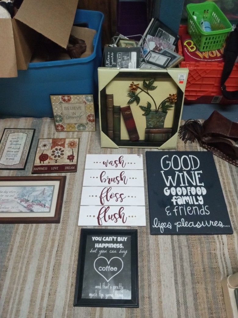 8 Different Framed And Unframed Wall Pictures