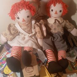 Vintage Raggedy Ann And Andy Dolls