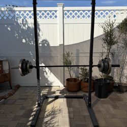 Squat Rack And Pull Up Bar With Weights