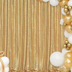 [Store Shopped] eluckya 1/2 Piece Gold Sequin Backdrop, Glitter Photography Backdrop, Suitable For Wedding Supplies, Wedding Decorations, Baby Showers