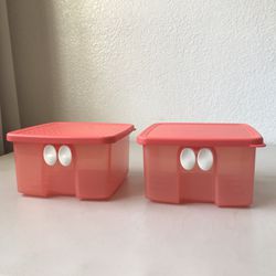 2 Tupperware Small Storage Containers With Lids 