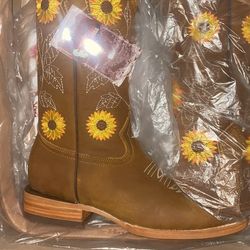 Brown daisy Cow Girl Boots 
