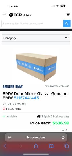 BMW X Series Driver Side Mirror