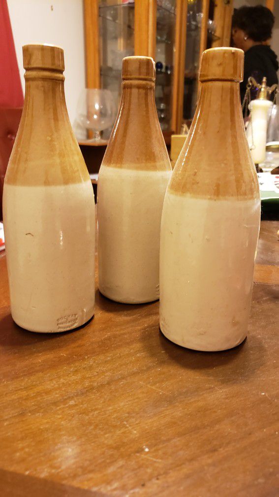 Set of four Vintage Ceramic Ginger Beer Bottles