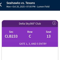 SEAHAWKS MNF CLUB 233 ROW C
