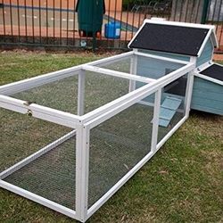 103" Garden Window Wooden Chicken Coop Rabbit Hutch Cage with Run and Nesting Box