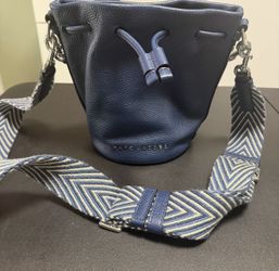 Marc Jacobs Small Leather Bucket Bag Crossbody ~Azure Blue
