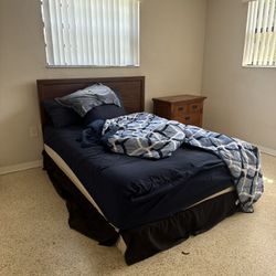 Bed, Night Stand ,desk And Mattress 