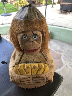 Charming Hand Carved Coconut Piggy Bank