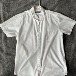 Primark Men’s White Short Sleeve Button-Up Shirt – Size M