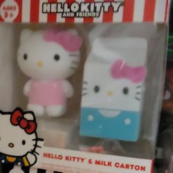 NEW, Hello Kitty and Friends Flocked Figures HELLO KITTY and HAMBURGER Set