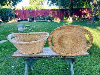 Pair of woven storage baskets