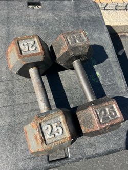 25 lb Cast Iron Hex Dumbbells Pair